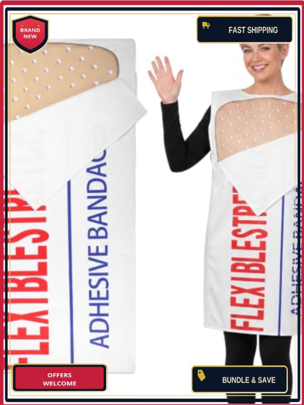 Adult Bandage Halloween Costume Pullover Tunic Cosplay Party Outfit